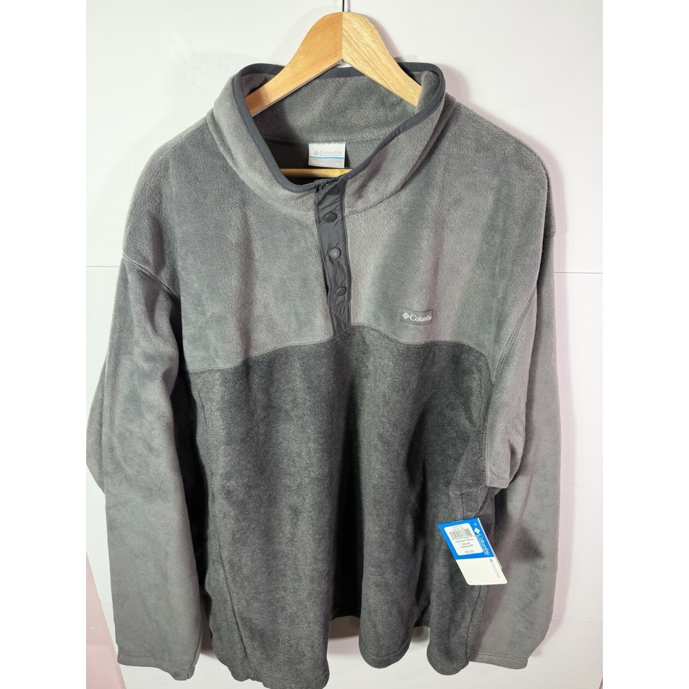 Columbia‎ Flattop Ridge Fleece Pullover 4X Big Tall Gray Snap Button Mens NWT